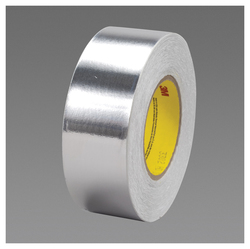 3M™ 051125-65822 Foil Tape, 36 yd L x 2 in W, 3.5 mil THK, Glassine Paper Liner, Conductive Acrylic Adhesive, Aluminum Foil Backing, Silver