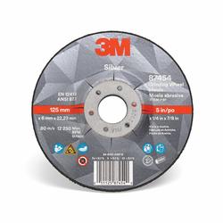 3M™ Silver 051125-87454 Silver Type 27 Depressed Center Grinding Wheel, 5 in Dia x 1/4 in THK, 7/8 in Center Hole, 36 Grit, Ceramic Grain Abrasive