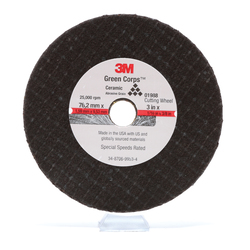 3M™ 1988 Economy Cut-Off Wheel, 3 in Dia x 1/16 in THK, 3/8 in Center Hole, Aluminum Oxide Abrasive