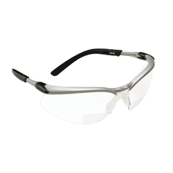 3M™ BX™ 078371-62048 Bi-Focal Lens Lightweight Reader Protective Eyewear, 2.5 Diopter, Clear Lens, Black/Silver, Plastic Frame, Polycarbonate Lens, 99.9 % UV Protection, ANSI Z87.1-2015, CSA Z94.3-2007