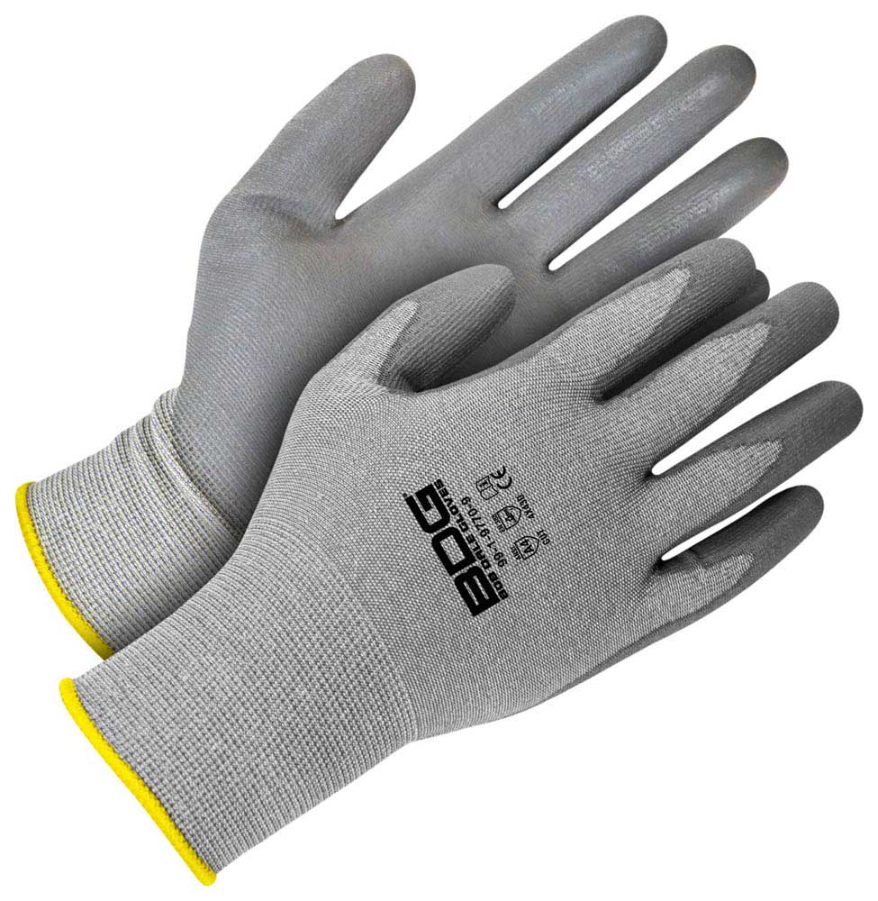 Grey 18G Cut Resistant Seamless Knit HPPE with Grey PU Palm