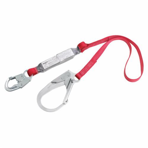 3M Protecta Fall Protection 1340125C PRO™ Pack Fixed Shock Absorbing Lanyard, 130 to 310 lb Load, 6 ft L, Polyester Line, 1 Legs, Rebar Hook Anchorage Connection, Snap Hook Harness Connection Hook