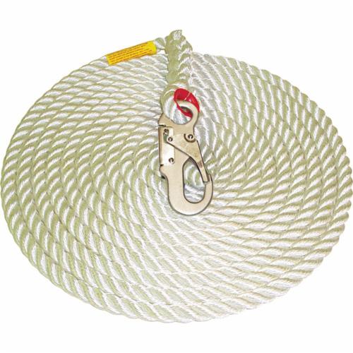 3M Protecta Fall Protection SSR100-50 Rope Lifeline With Carabiner, 310 lb Load Capacity, 50 ft L, Specifications Met: OSHA 1910.66, OSHA 1926.502