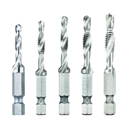 DeWALT® DWADTQTR5SET Impact Ready® Combination Drill and Tap Set, 5 Pieces, #8-32 to 1/4-20 UNC/UNF Thread, 2 Flutes, Right Hand Cutting