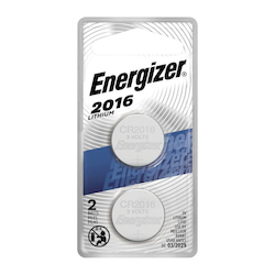 Energizer® 2016BP-2N Button/Coin Battery, Lithium Manganese Dioxide (Li/MnO2), 3 VDC Nominal, 100 mAh Nominal, 2016
