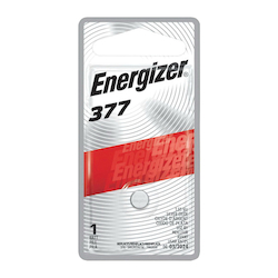 Energizer® 377 Button Cell, Silver Oxide, 1.5 VDC Nominal, 26 mAh Nominal, 377