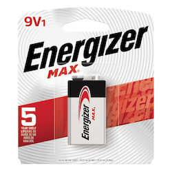 Energizer® 522BP Alkaline Battery, Zinc Manganese Dioxide (Zn/MnO2), 9 VDC Nominal, 625 mAh Nominal, 522