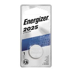 Energizer® ECR2025BP Coin Battery, Lithium Manganese Dioxide (Li/MnO2), 3 VDC Nominal, 170 mAh Nominal, CR2025