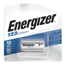 Energizer® EL123APBP Non-Rechargeable Battery, Lithium Manganese Dioxide (Li/MnO2), 3 V Nominal, 1500 mAh Nominal, 123