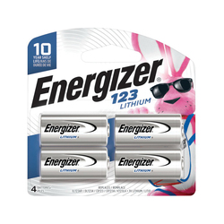Energizer® EL123BP-4 Cylindrical Disposable Photo Battery, Lithium Manganese Dioxide (Li/MnO2), 3 V Nominal, 1500 mAh Nominal, 123