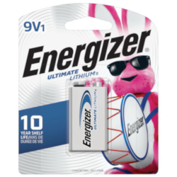 Energizer® L522BP Multi-Purpose Battery, Lithium Manganese Dioxide (Li/MnO2), 750 mAh Nominal, 9V