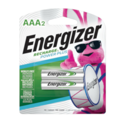 Energizer® NH12BP-2 Rechargeable Battery, NiMH, 1.2 VDC Nominal, 800 mAh Nominal, AAA