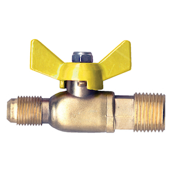 Fairview BV1048-6D Quarter Turn Utility Ball Valve, 3/8 x 1/2 in Nominal, Male Flare x MNPT End Style, 200 psi Pressure, Brass Body, Import