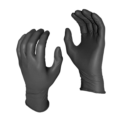 Grease Monkey™ 5555PF-L Disposable Gloves, L, Nitrile, Black, 11 in L, Non-Powdered, Textured, 8 mil THK, Ambidextrous Hand