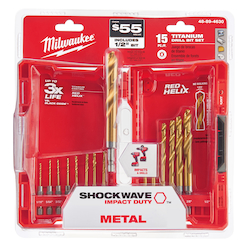 Milwaukee® SHOCKWAVE™ RED HELIX™ 48-89-4630 Impact Duty Drill Bit Kit, 15 Pieces, For Use With All Drill, HSS, Titanium Coated