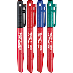 Milwaukee® 48-22-3106 Permanent Industrial Marker, Fine Line Tip, Acrylic, Black/Blue/Green/Red