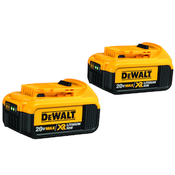 DeWALT® 20V MAX* MATRIX™ XR™ DCB204-2 2-Piece High Capacity Premium Slide, 4 Ah Lithium-Ion Battery, 20 VDC Charge, For Use With DeWALT® 20 V MAX Li-Ion Chargers and Power TMAX