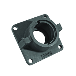 Martin TEBH3 4-Bolt Trough End Split Bearing Housing, For Use With 220 Series End Bearings, 1-1/2 in Bore, 4 in Bolt Center, 1/2 in THK Bearing Flange, 1/2 in Dia Mounting Bolt, Cast Steel