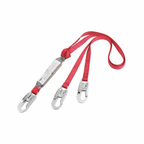 3M Protecta Fall Protection 1342001C PRO™ Pack Fixed Tie-Off Shock Absorbing Lanyard, 130 to 310 lb Load, 6 ft L, Polyester Webbing Line, 2 Legs, Snap Hook Anchorage Connection, Snap Hook Harness Connection Hook, ANSI A10.32, OSHA 1910.66, OSHA 1926.502