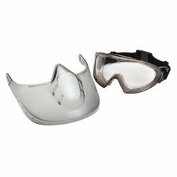 Pyramex® GG504TSHIELD Protective Goggles With (2) Disposable Tear Off Visors and Faceshield, Anti-Fog/Anti-Scratch Clear Polycarbonate Lens, 99 % UV Protection, Elastic Strap, ANSI Z87.1, CAN/CSA Z94.3-07, CE EN166