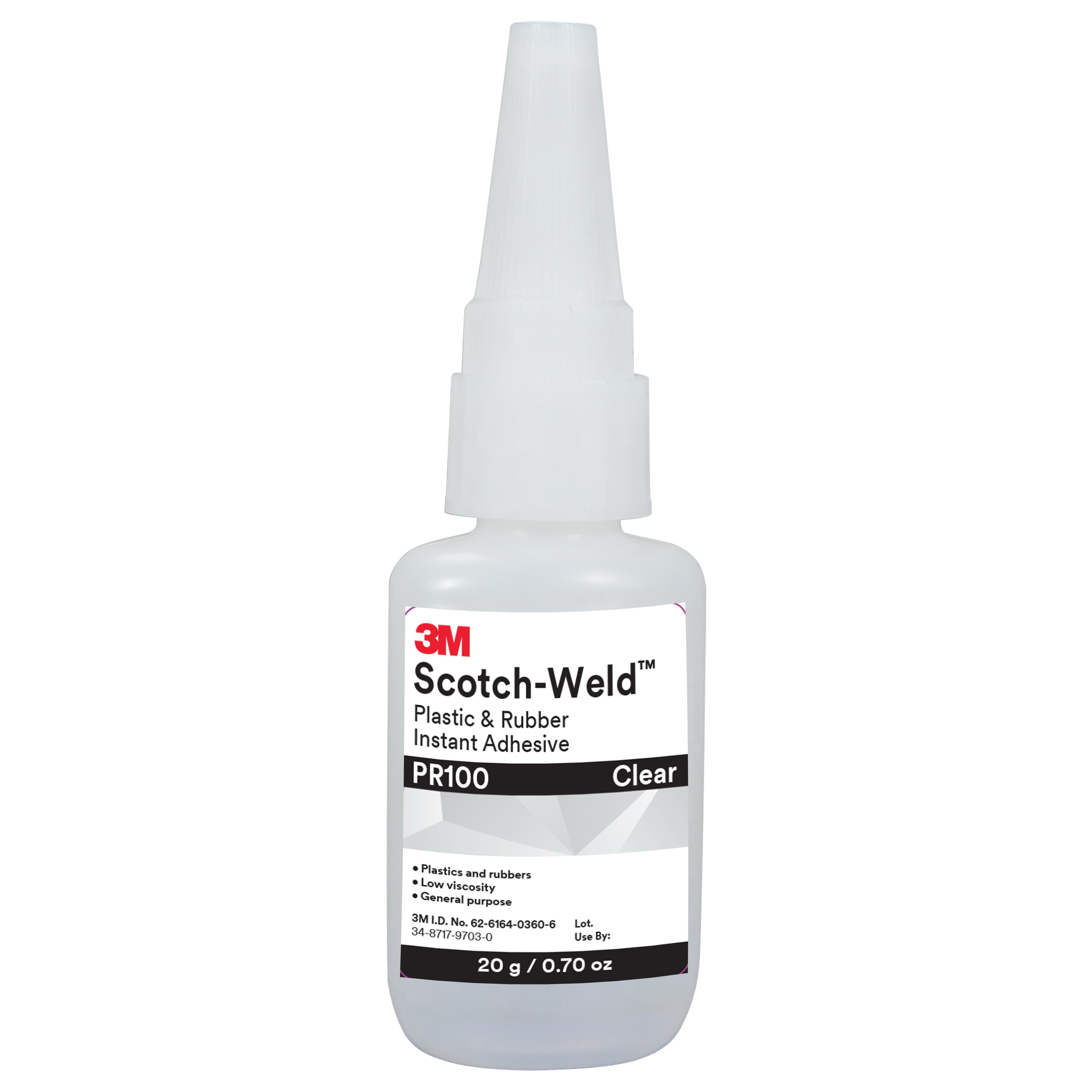 Scotch-Weld™ 051115-25214 PR Series Instant Adhesive, 20 g Bottle, Clear, 24 hr Curing