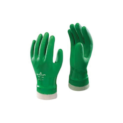 Atlas® by Showa Best 600L-09 General Purpose Gloves, Coated, L/SZ 9, PVC Palm, Cotton, Green, Knit Wrist Cuff, PVC Coating, Resists: Abrasion, Chemical, Cut, Puncture and Tear, Seamless Knit Lining, Anatomical