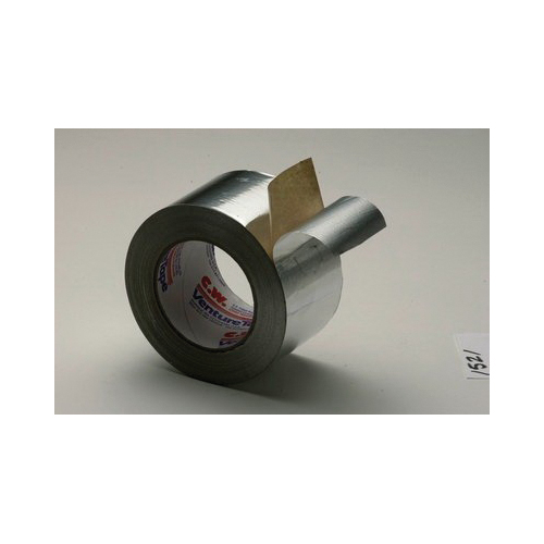 Venture Tape™ 051128-95560 Hand Tearable High Strength Foil Tape, 50 yd L x 72 mm W, 2.8 mil THK, Polycoated Kraft Liner, Acrylic Adhesive, Aluminum Foil Backing, Natural Aluminum