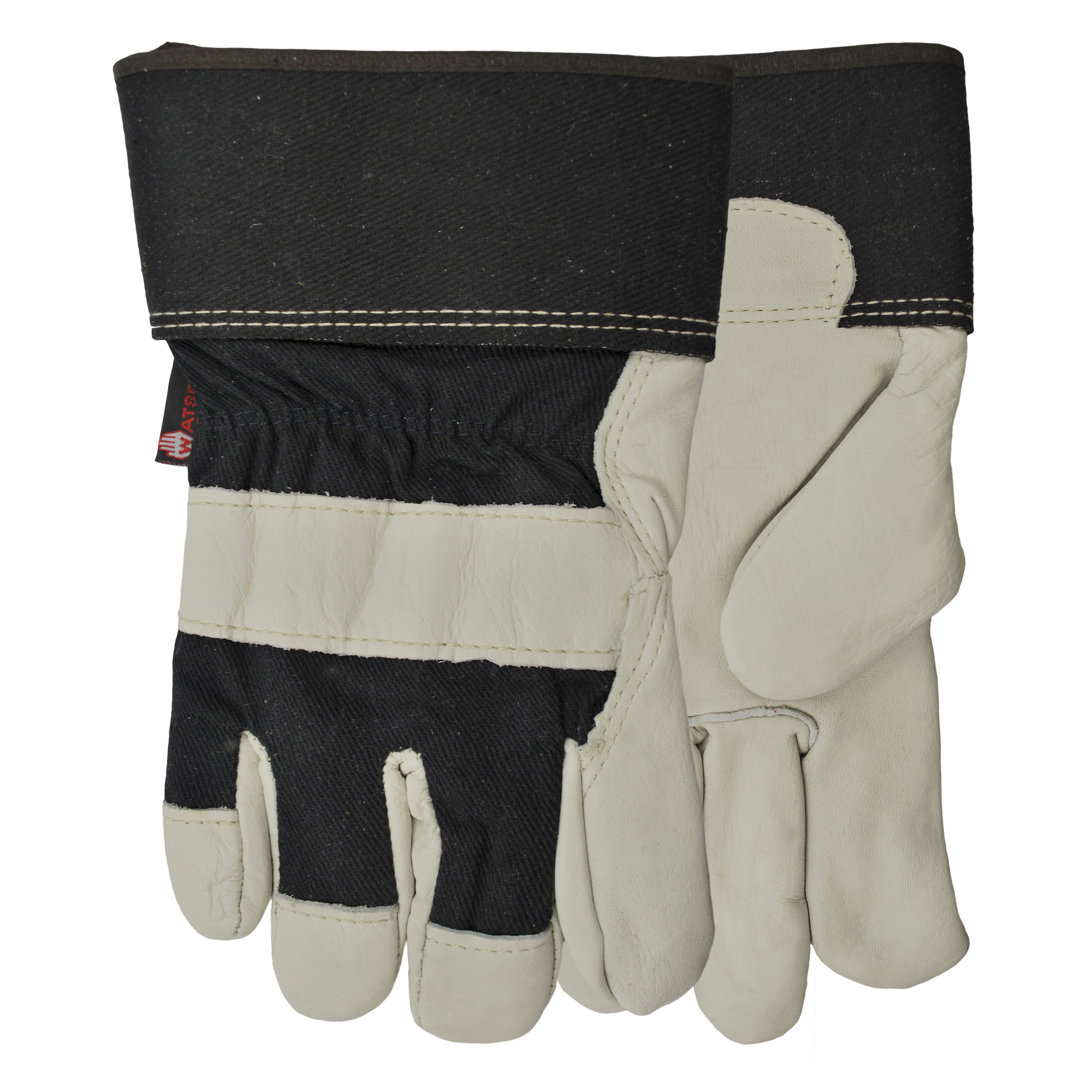 Watson 94006HW-L Big Dawg General Purpose Gloves, Leather Palm, Wing Thumb Style, L, Full Grain Cowhide Leather Palm, Cotton/Full Grain Cowhide Leather, Black/Gray, Slip-On Cuff, C100 Thinsulate™ Lining