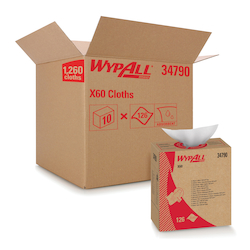 WypAll* 34790 X60 High Tech Disposable Wiper, Hydroknit*, White