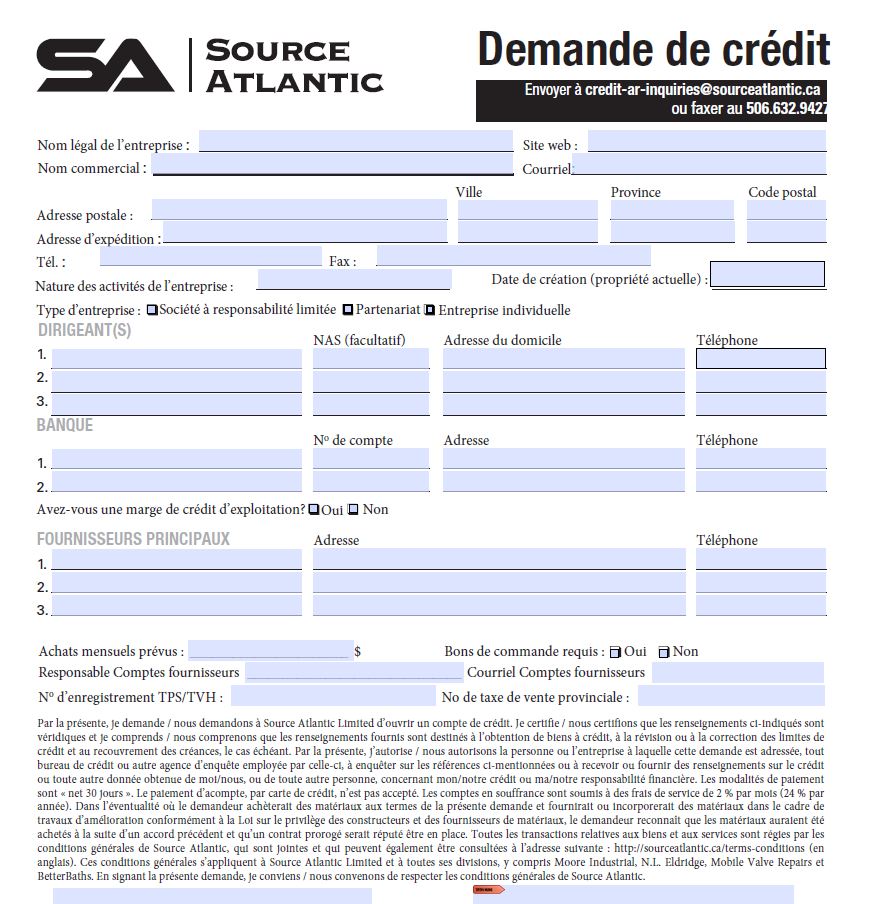 Source Atlantic Credit Application