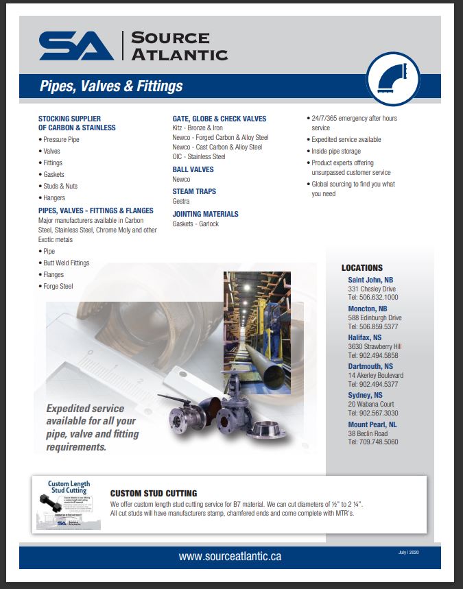 Pipe, Valves and Fittings Line Card